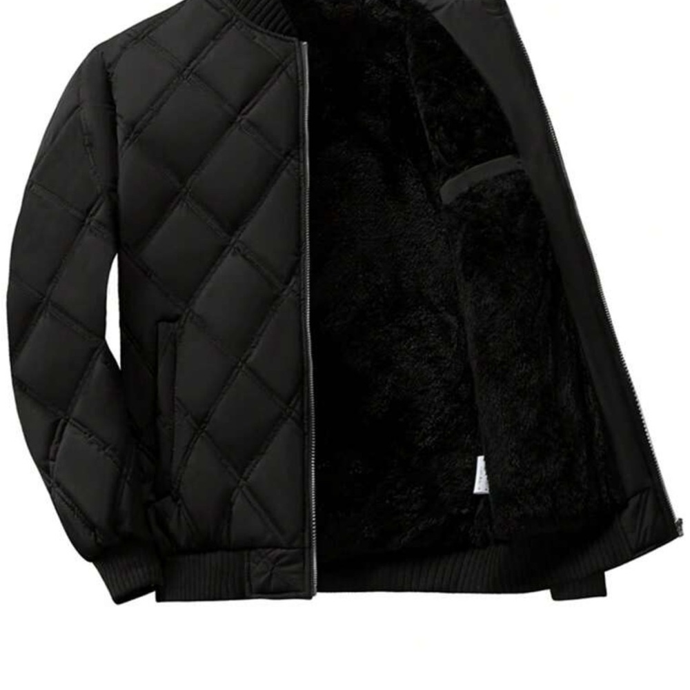 Mens padded quilted zip up bomber jacket - Picture 6 of 10